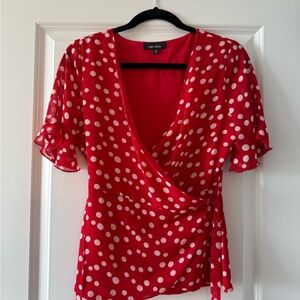 Lulu's Red Polka Dot Wrap Top